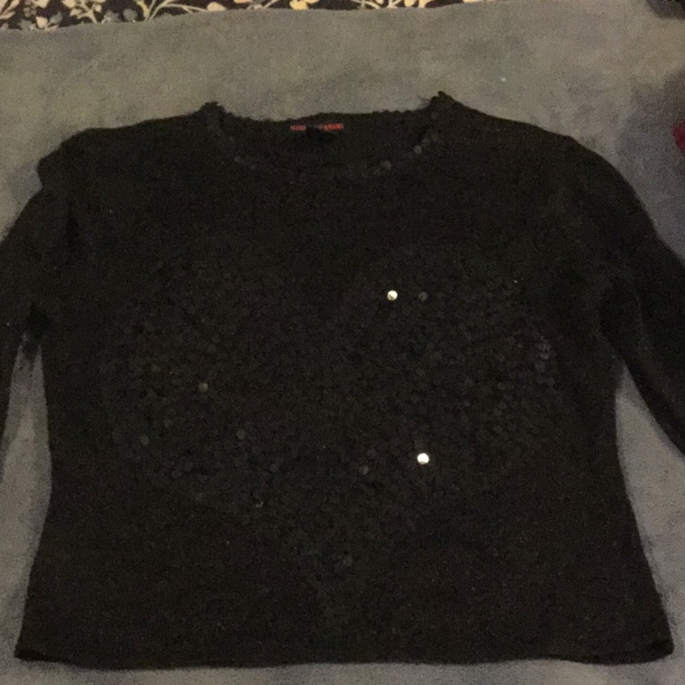 Black sweater with sequin heart